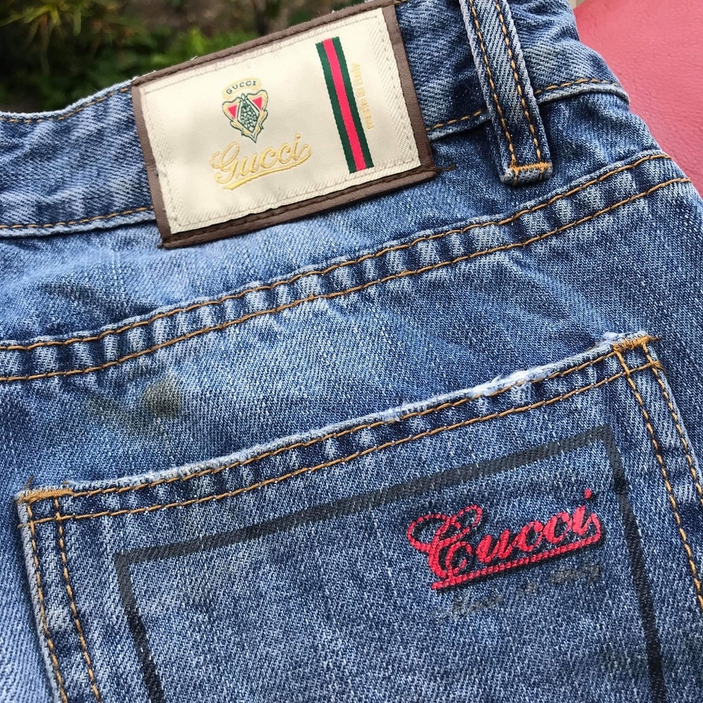 Gucci denim pants with distressing
